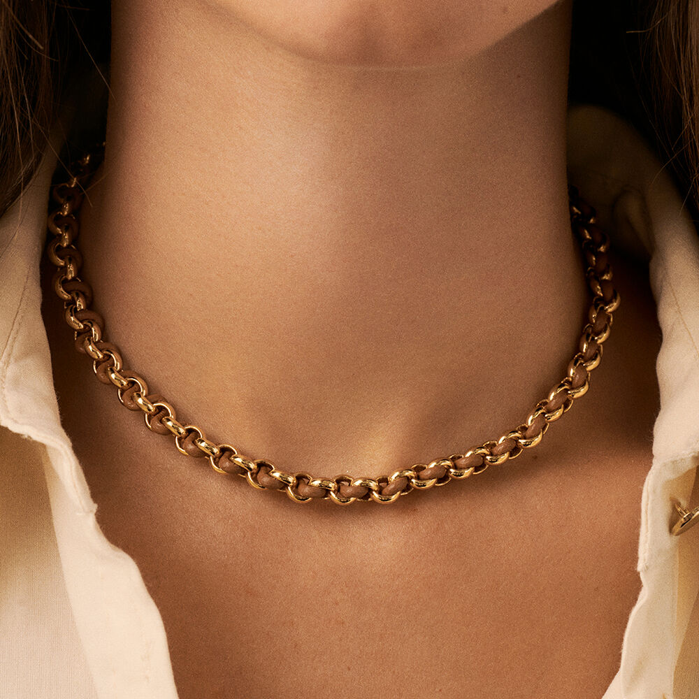 Mid-length necklace TWIGGY - gold / camel - All jewellery  | Agatha