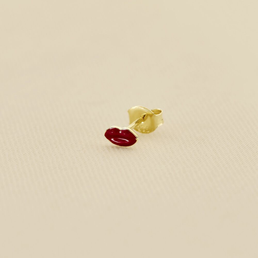 Piercing stud LIPS - Red / Gold - All jewellery  | Agatha