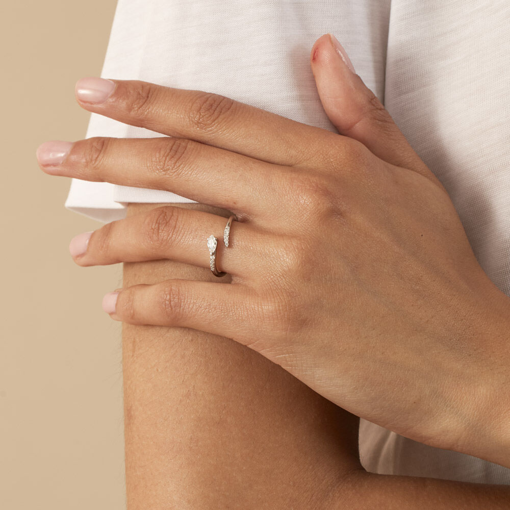 Thin ring SNAKY - Crystal / Silver - All jewellery  | Agatha