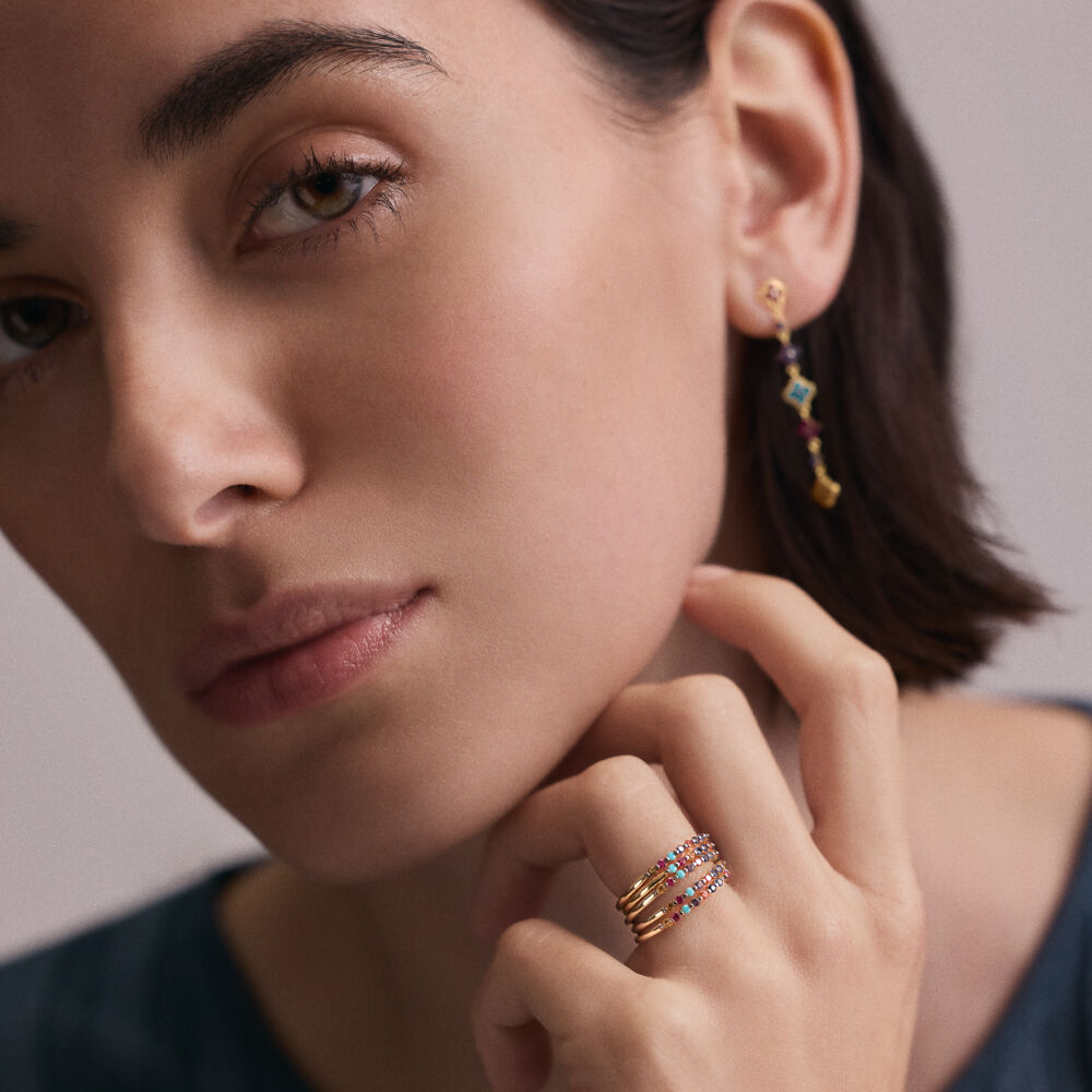 Thin ring BELOVED - Multicolor / Gold - All jewellery  | Agatha