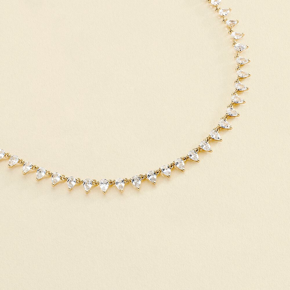 Choker necklace OLIMPIA - Crystal / Golden