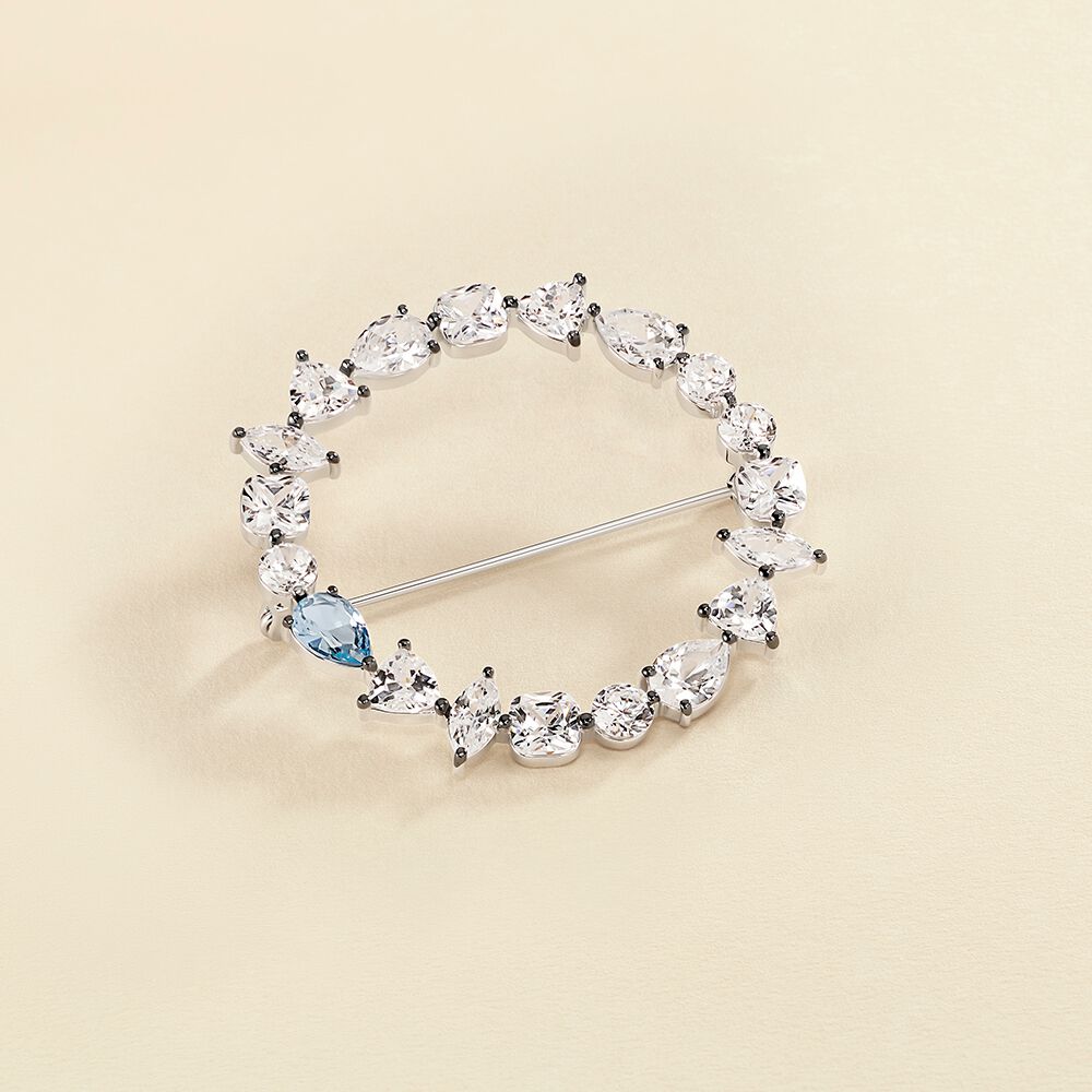 Brooch JACKIE - Silver / Aquamarine blue  - Accessories  | Agatha